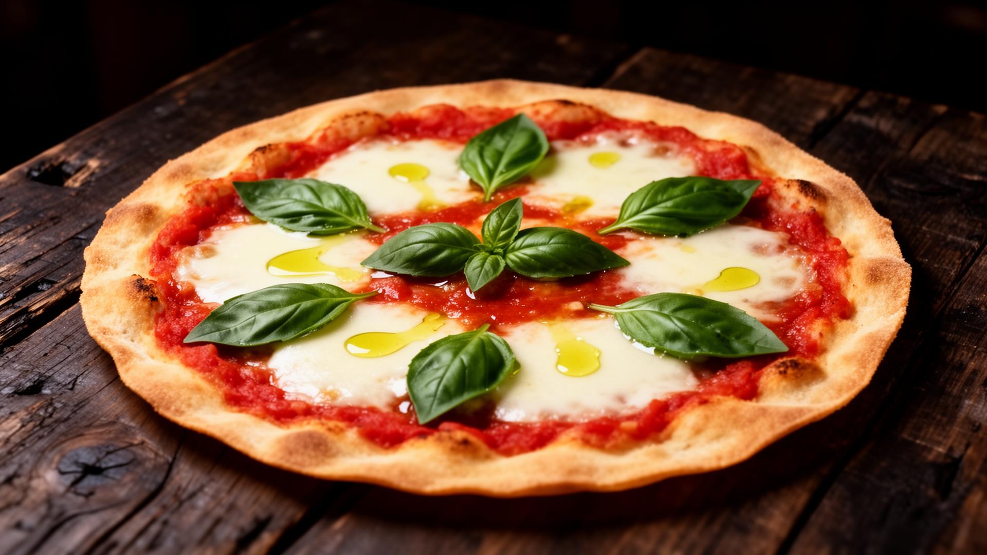 Čerstvě upečená pizza Margherita s mozzarellou a bazalkou